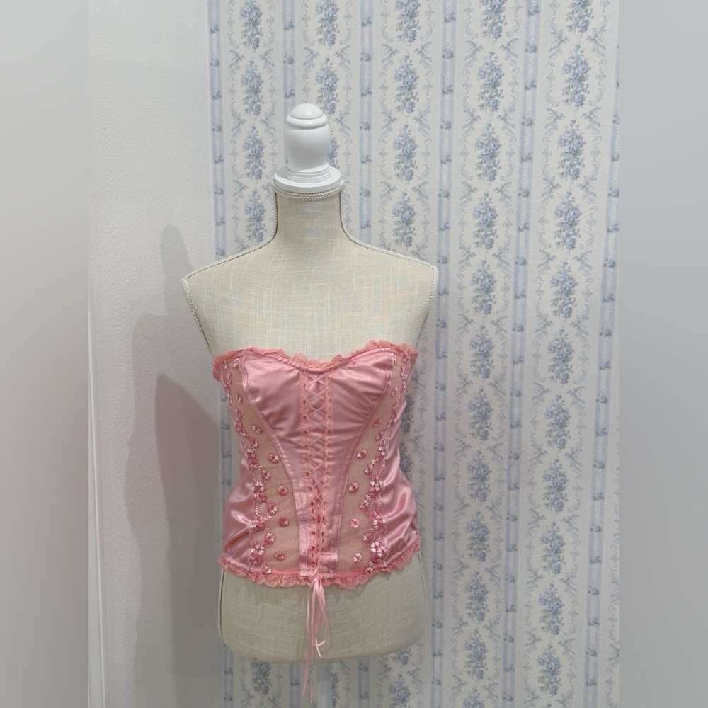 Vintage Victoria's Secret Pink Corset Bustier Cami top